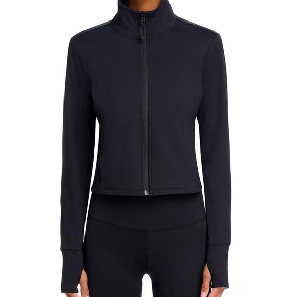 AQUA Cropped Full Zip Mock Neck Jacket Black XS NWT - Picture 1 of 7